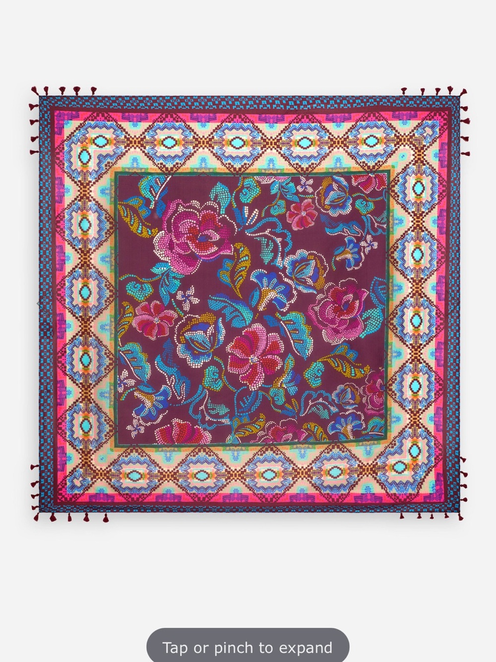Johnny Was Silk Scarf in Plum, Teal & Pink
